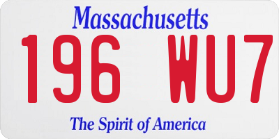 MA license plate 196WU7