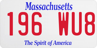 MA license plate 196WU8