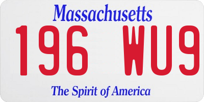 MA license plate 196WU9