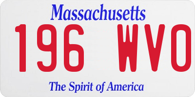 MA license plate 196WV0