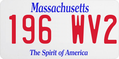 MA license plate 196WV2