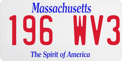 MA license plate 196WV3