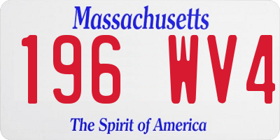 MA license plate 196WV4