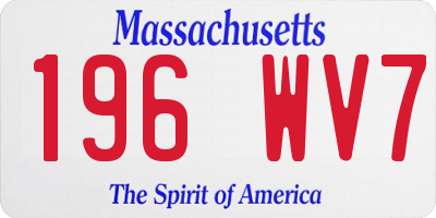 MA license plate 196WV7