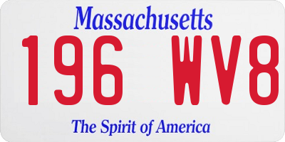 MA license plate 196WV8
