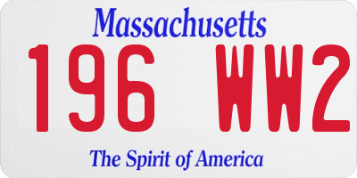 MA license plate 196WW2