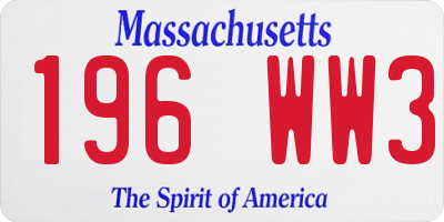 MA license plate 196WW3