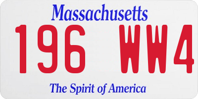 MA license plate 196WW4
