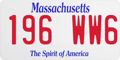 MA license plate 196WW6