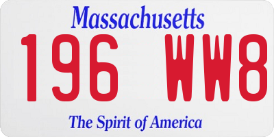 MA license plate 196WW8