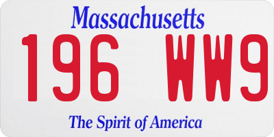 MA license plate 196WW9