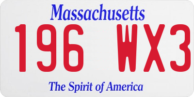 MA license plate 196WX3