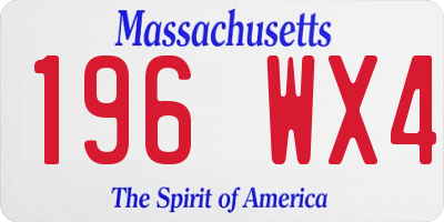 MA license plate 196WX4