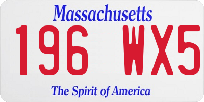 MA license plate 196WX5