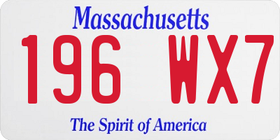 MA license plate 196WX7