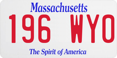 MA license plate 196WY0