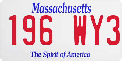 MA license plate 196WY3