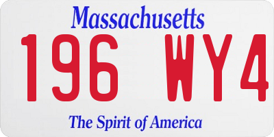 MA license plate 196WY4