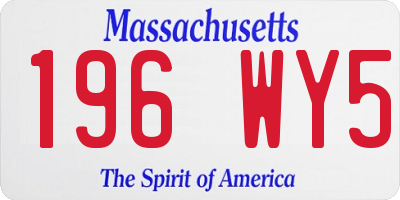 MA license plate 196WY5