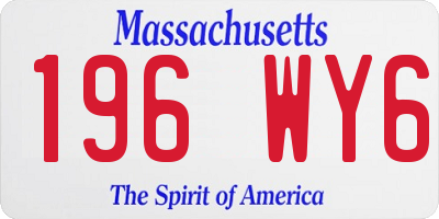 MA license plate 196WY6