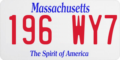 MA license plate 196WY7