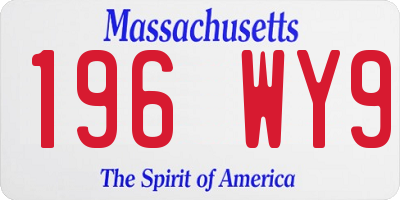 MA license plate 196WY9