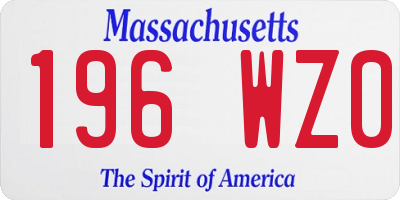MA license plate 196WZ0