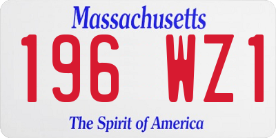 MA license plate 196WZ1