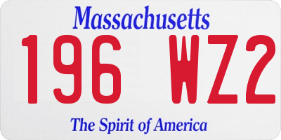 MA license plate 196WZ2