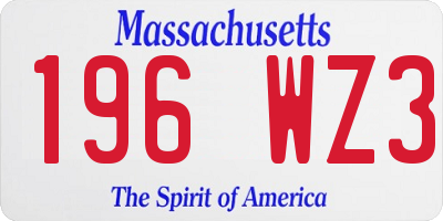 MA license plate 196WZ3