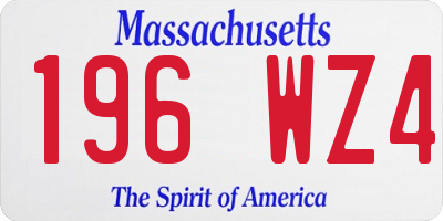 MA license plate 196WZ4