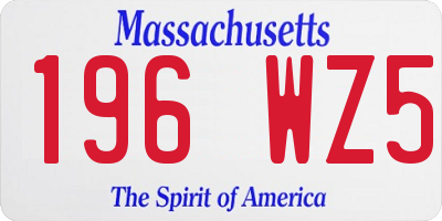 MA license plate 196WZ5