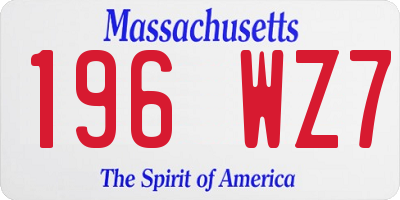MA license plate 196WZ7