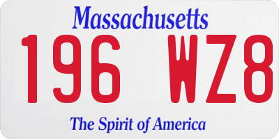 MA license plate 196WZ8