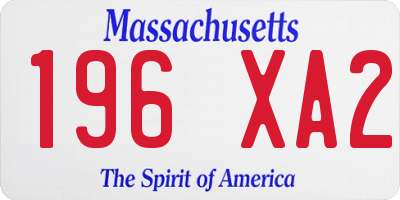 MA license plate 196XA2