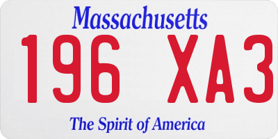 MA license plate 196XA3