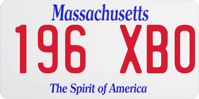 MA license plate 196XB0