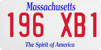 MA license plate 196XB1