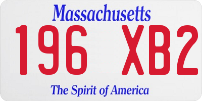 MA license plate 196XB2
