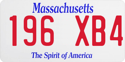 MA license plate 196XB4
