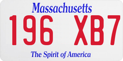 MA license plate 196XB7