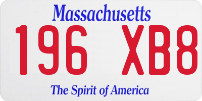 MA license plate 196XB8