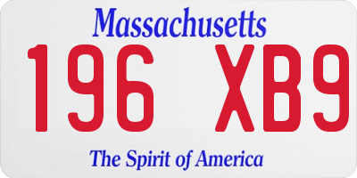 MA license plate 196XB9