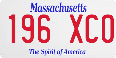 MA license plate 196XC0