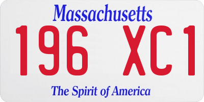 MA license plate 196XC1