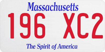 MA license plate 196XC2