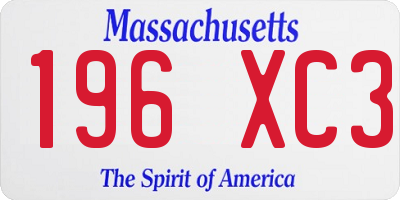 MA license plate 196XC3