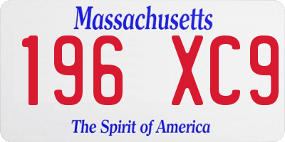 MA license plate 196XC9