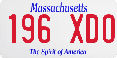 MA license plate 196XD0
