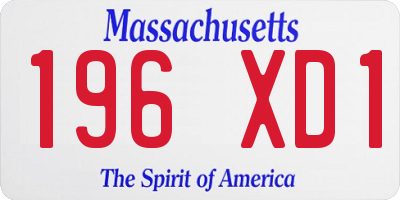 MA license plate 196XD1
